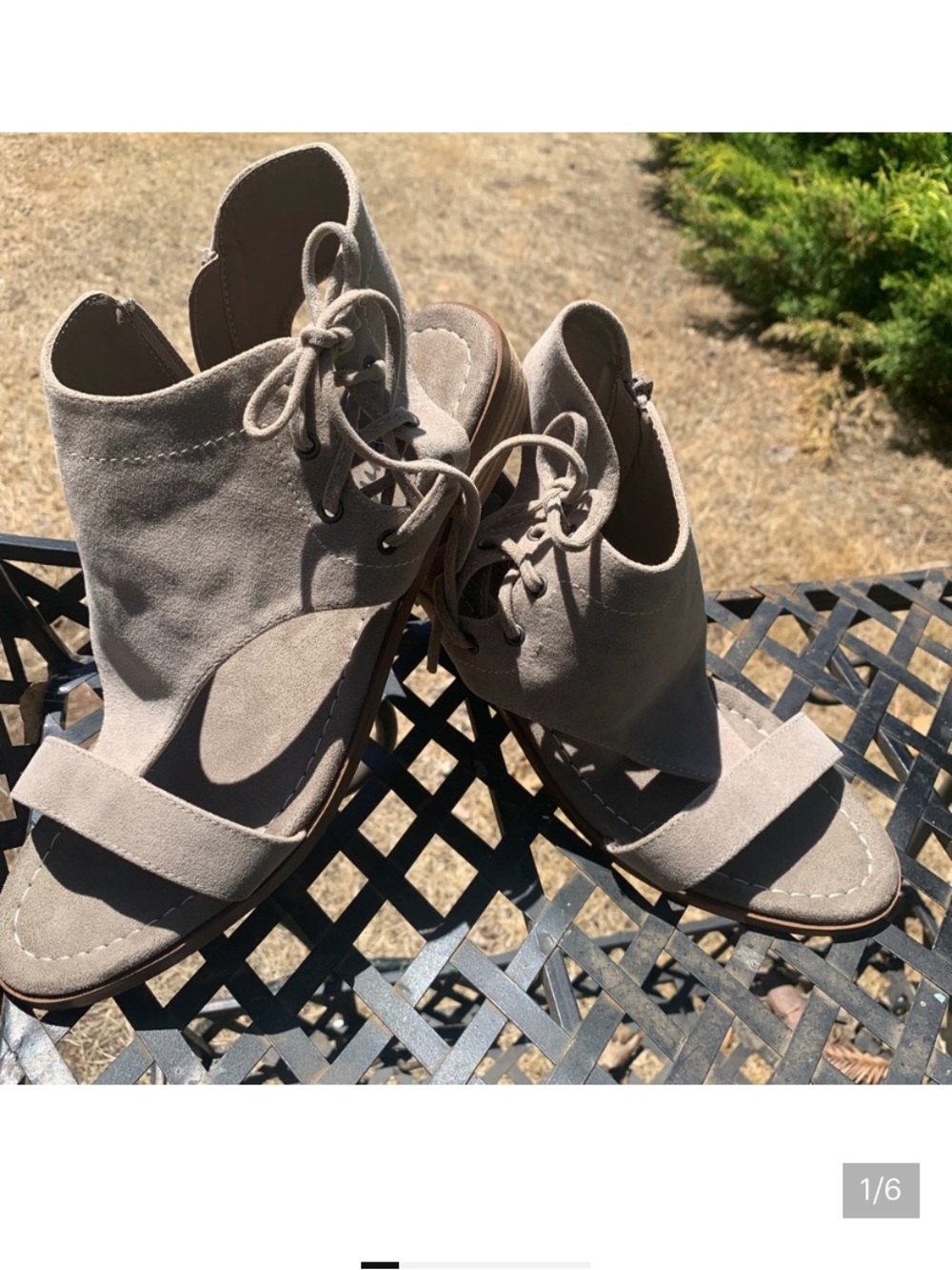 Avanti Taupe Open-Toe Lace-Up low heel gladiator Sandals